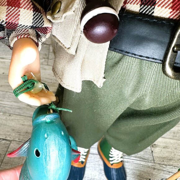 Christmas 17" Fishing Santa Décor w/ Rod, Storage Basket, & 3 Caught Fish - Picture 3 of 8